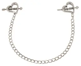 Bad Kitty Heart Shaped Stainless Steel Nipple Clamps with Chain 37.5cm