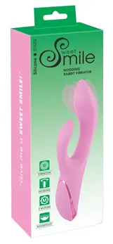 Sweet Smile Nodding Rabbit Flexible Silicone Dual Motor Vibrator 21.5cm