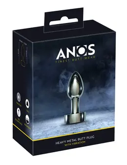 ANOS Heavy Metal Intimate Plug with Vibration, Rechargeable, Silver, 9cm