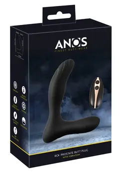 ANOS RC Prostate Plug with Remote Control, Dual Motor, Black, 13.5 cm