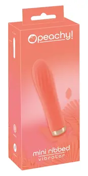 Peachy Mini Ribbed Vibrator Soft Touch Silicone USB 13.6cm Pastel Pink