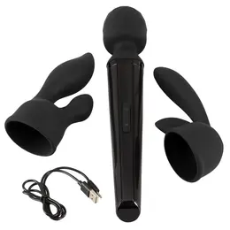 40 Years Wand Vibrator Rechargeable Massager + 2 Attachments, Black