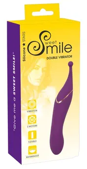 Sweet Smile Two Motors Vibe Dual-Ended Silicone Massager 18.1cm Purple