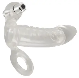 Crystal Clear Vibrating Extension Sleeve with Ball Ring, Transparent, 15.6 cm