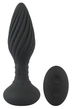 ANOS Daljinski Upravljani Spiralni Intimni Čep sa Rotirajućim Perlama 15.1cm Crni