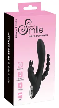 Smile Trostruki Multi-Zona Vibrator sa Zecom i Perlama, 20.8 cm, Ljubičasti