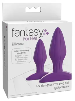FFH Her Designer Dual Silicone Training Plug Set, Black, 2 Sizes