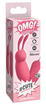 OMG! Bullets Vibrating Mini Device with Rabbit Ears, 20 Modes, Pink