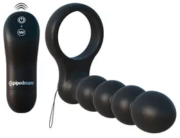FCR Remote Control Dual Extension Ring with Vibrating Module, Black