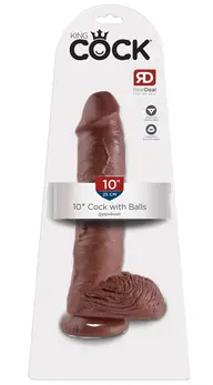 Pipedream King Cock 10 Inča Lopta Braon Anatomski Model PVC