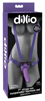 Pipedream Dillio 7'' Adjustable Strap-On Harness & Soft Pink Model