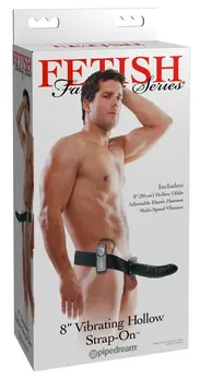 Pipedream FFS 8 Cola Šuplji Strap-On Tamni - Podesivi Vibrirajući Sistem