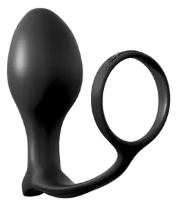 AFC Ass-Gasm Advance Silicone Intimate Ring & Plug 10.1cm Black