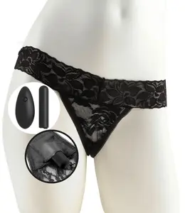 Fantasy For Her RC punjiva vibrirajuca čipkana gaćice XS-M Crna