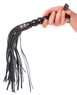 FFS Beaded Cat-o-Nine Tails Intimni flogger 22cm Crna PU drška