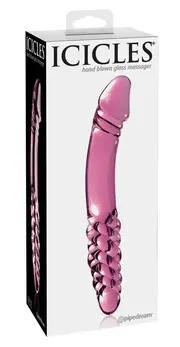 Pipedream Icicles No. 57 Ružičasti stakleni intimni masažer 12 cm