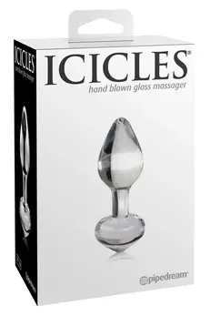 Pipedream Icicles No. 44 Stakleni masažni čep 8 cm Transparentan