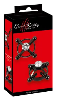 Bad Kitty Shiny Star Adjustable Black Nipple Jewelry - 2 Pieces