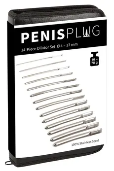 Penisplug Stainless Steel 14-Piece Urethral Expander Set with Case