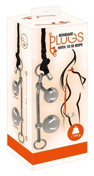 You2Toys Adjustable Dual Plug Set with 10m Bondage Rope, Metal & Polyester
