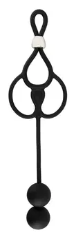 Rebel Triple Support Ring with Dual Anal Beads, Adjustable, Black