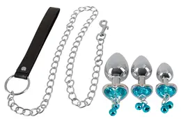 You2Toys Aluminium Plug Set 3 Sizes with Decorative Leash, Silver