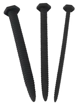 You2Toys Set of 3 Spiral Silicone Urethral Dilators, 15.5 cm, Black