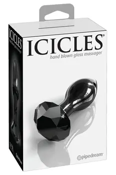 Pipedream Icicles No. 78 Glass Plug with Diamond-Shaped Base, Black 9 cm