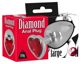 You2Toys Diamond Plug Large - Aluminium, Heart-Shaped Gem, 9.4 cm