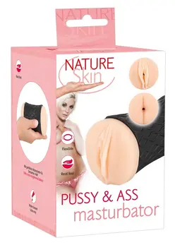 Nature Skin Double-Ended Intimate Device TPE Black Sleeve 14.3cm