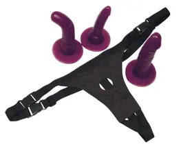 Bad Kitty Adjustable Strap-On Set Purple, 3 Interchangeable Attachments