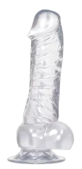 Crystal Clear Dong Model 18 cm Transparent with Suction Base PVC