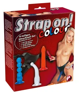 You2Toys Strap-On Harness Set 3 Attachments Adjustable Black-Red