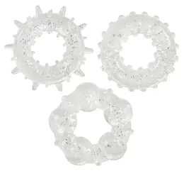 Stardust Set of 3 Glitter Silicone Power Rings, Stretchy Textures