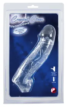 Crystal Clear Extension Sleeve with Ball Support - 23 cm, Transparent TPE