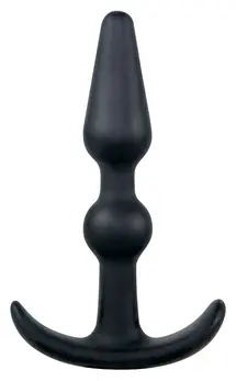 You2Toys Anal Plug Silicone Black 10cm Beaded Shaft Easy Grip