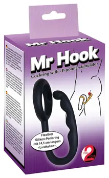 Mr. Hook Black Silicone Anatomical Ring with Perineal Stimulator 3 cm