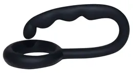 Mr. Hook Black Silicone Anatomical Ring with Perineal Stimulator 3 cm