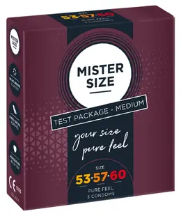 Mister Size Sample Pack 3 Condoms 53-60mm Ultra-Thin Natural Latex