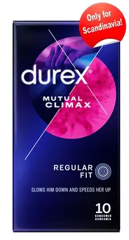 Durex Mutual Climax 10-Pack Grooved & Dotted Latex Condoms Easy-On Fit