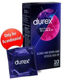 Durex Mutual Climax 10-Pack Grooved & Dotted Latex Condoms Easy-On Fit