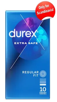 Durex Extra Safe Condoms 10-Pack Anatomical Shape Silicone Lubricated