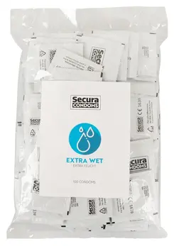 Secura Extra Wet 100pcs Silicone-Coated Transparent Condoms Vegan