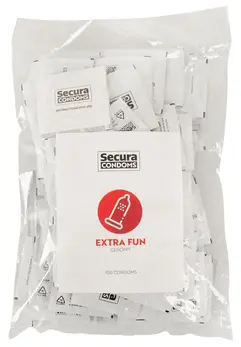 Secura Extra Fun 100pcs - Textured Vegan Condoms, Ribbed Surface, 52mm