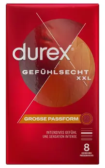 Durex Gefuhlsecht XXL 8 pcs - Extra Large Contoured Latex Protection