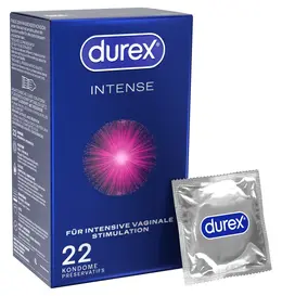 Durex Intense Orgasmic Condoms 22 pcs Mint Flavour Ribbed & Dotted 56mm