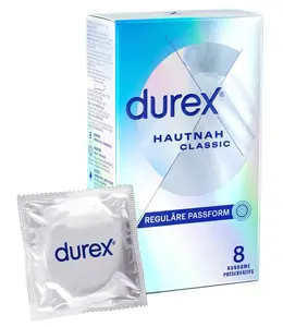 Durex Hautnah Classic Ultra-Thin Latex 8-Pack, Natural Transparent, Regular Size