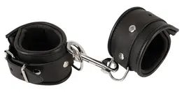 ZADO Leather Handcuffs Padded Adjustable Black 6.5cm Wide