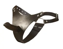 ZADO Leather Harness with Integrated Latex Accessory S-L, Black