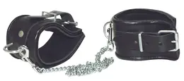 ZADO Black Adjustable Leather Ankle Cuffs with Removable Chain 50cm